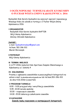 Karta informacyjna I Ogólnopolski Turniej Karate Kyokushin