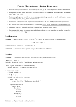 Pakiety Matematyczne - Zestaw Poprawkowy Mathematica Matlab