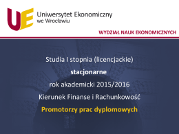Finanse i Rachunkowość - Uniwersytet Ekonomiczny we Wrocławiu