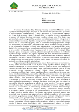 Treść pisma - Dolnośląska Izba Rolnicza