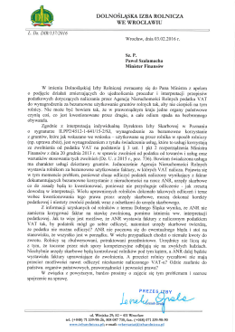 Treść pisma - Dolnośląska Izba Rolnicza