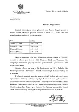 Treść zaproszenia na szkolenie wraz z programem