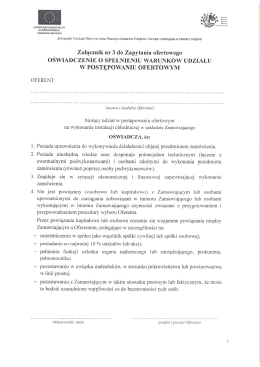 Załącznik nr 3 Zapytania ofertowego