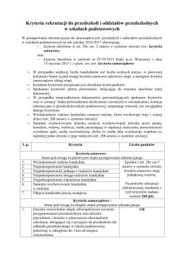 Kryteria rekrutacji - Przedszkole Nr 274 w Warszawie