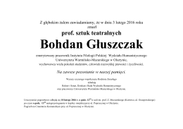prof. sztuk teatralnych Bohdan Głuszczak