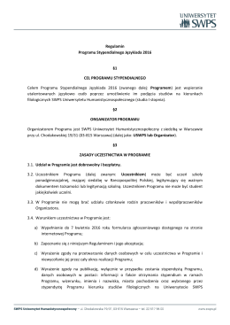 Regulamin Programu Stypendialnego Językiada 2016 §1 CEL