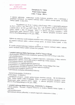 Zarządzenie Nr 7/2016 Wójta Gminy Lipinki w