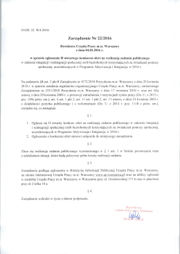 Zarządzenie w sprawie ogłoszenia II otwartego