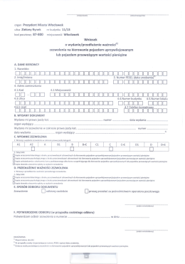 Wniosek o wydanie zezwolenia na kierowanie pojazdem
