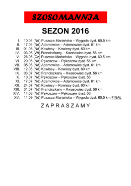 kalendarz szosomannia 2016