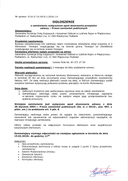 Ogłoszenie o zam&oacute;wieniu