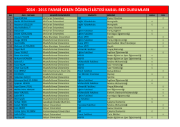 2014 - 2015 farabi gelen öğrenci listesi kabul