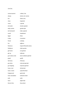 6.sınıf English Vocabulary List
