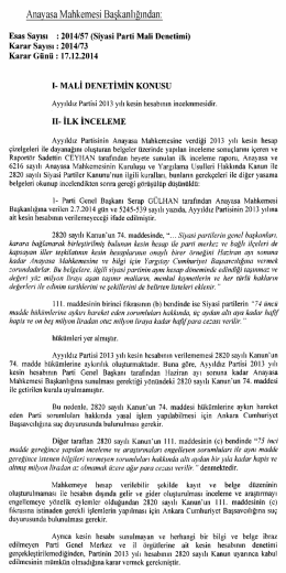 2014/57 (Siyasi Parti Mali Denetimi), K