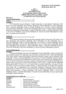 Yönetmelikler 2014 - Bayındır Belediyesi
