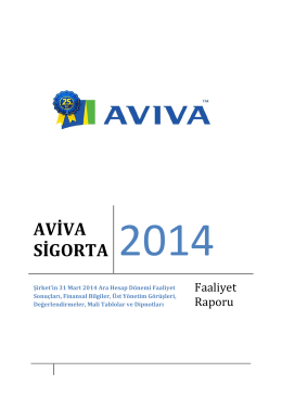 Aviva Sigorta A.Ş. 31 Mart 2014 Yönetim Kurulu Faaliyet Raporu