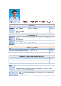Assist. Prof. Dr. Hakan AKÇAY