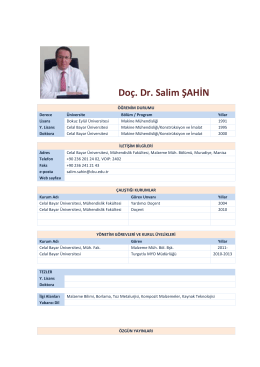 Doç. Dr. Salim ŞAHİN - Celal Bayar Üniversitesi