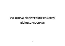 xvı. ulusal biyoistatistik kongresi bilimsel programı