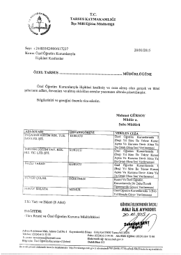 İlçe Milli Eğitim Müdürlüğü Yazısı - tarsus ilçe millî eğitim müdürlüğü