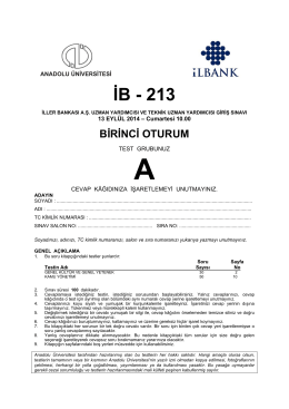 İB - 213 - Anadolu Üniversitesi Sınav Hizmetleri