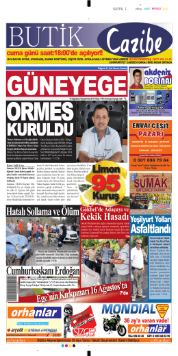 13 Ağustos 2014 - Güney Ege Gazetesi