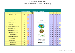 LUXOR WORLD CUP 29th till 04th Mar 2015 -