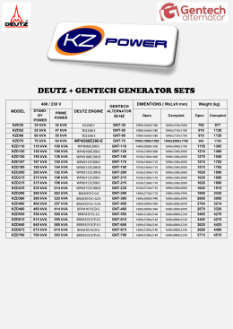 DEUTZ + GENTECH GENERATOR SETS