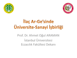 Prof. Dr. Ahmet Araman İstanbul Üniversitesi Eczacılık