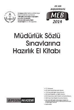 MEB Müdürlük Sözlü Sınavlarına Hazırlık El Kitabı 2014