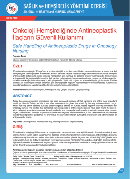 Onkoloji Hemşireliğinde Antineoplastik İlaçların