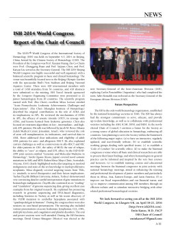 ISH 2014 World Congress Report of the Chair of