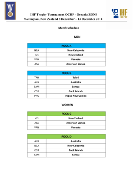 13 December 2014 Match schedule MEN POOL A
