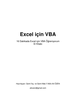 Excel için VBA - 16 Dakikada VBA Öğreniyorum El Kitabı