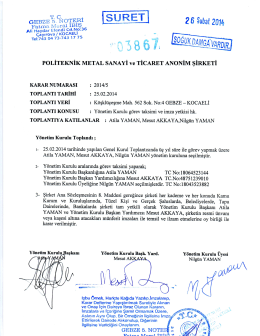 Y&ouml;netim Kurulu G&ouml;rev Taksimi ve İmza Yetkisi