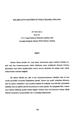 SULAMA SUYU KALITESI VE TUZLU SULARLA SULAMA M. Emin