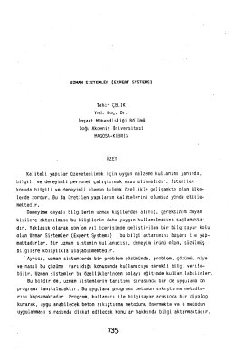 UZMAN SİSTEMLER (EXPERT SYSTEMS) Tahir ÇELİK