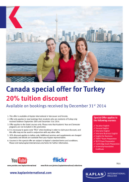 Canada special offer for Turkey 20% tuition discount