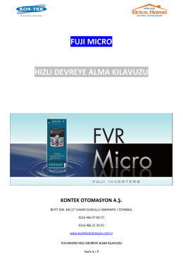 FVR Micro Hızlı devreye alma kılavuzu