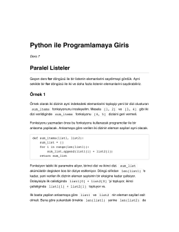 Python ile Programlamaya Giris Paralel Listeler