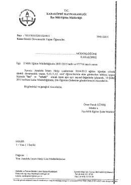 Tüm Anadolu İmam Hatip Lise Müdürlüklerine