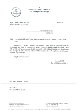 2015 Yılı İş Takvimi - Bodrum İl&ccedil;e Milli Eğitim M&uuml;d&uuml;rl&uuml;ğ&uuml;