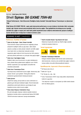 Page 1 Teknik Bilgi Formu Eski İsmi : Shell Spirax GSX 75W