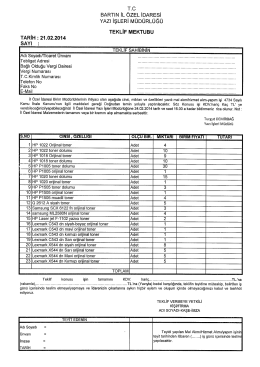 Teklif Mektubu - Bartın İl &Ouml;zel İdaresi