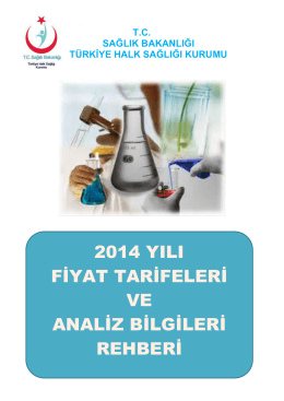 2014 Yılı Analiz Fiyat Kitapçığı - İstanbul Halk Sağlığı Müdürlüğü