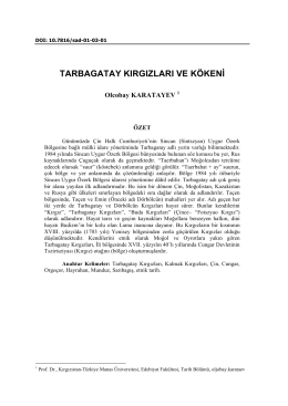 tarbagatay kırgızları ve kökeni - sibirya araştırmaları dergisi