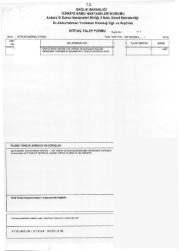 T.c. sAĞLıK BAKANLıĞı TÜRKİYE KAMU HASTANELERİ KURUMU