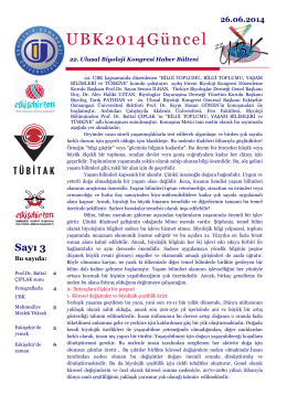 UBK2014Güncel - 22.Ulusal Biyoloji Kongresi