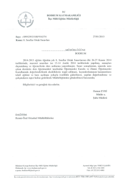 Tc BODRUM KAYMAKAMLIĞI İl&ccedil;e Miııi Eğitim M&uuml;d&uuml;rl&uuml;ğ&uuml;