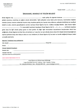 Zıraat Sıgorta A.Ş. Form No: H000073